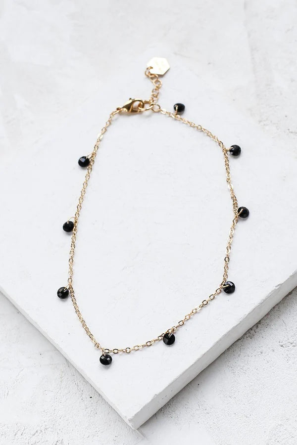 Eclipse Black Crystal Anklet Astria Jewellery