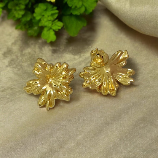 Astria Jewellery Gold Plated Abstract Flower Stud Earrings for Women | Sculpted Floral Design | Bold Statement Daily Wear & Party Jewellery Astria Jewellery
