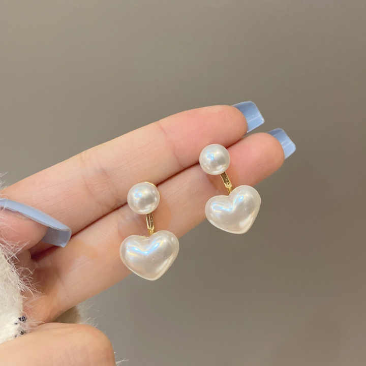 Astria Jewellery Gold Plated Pearl Heart Drop Earrings for Women | Cute Double Pearl Design | Elegant Minimal Party & Daily Wear Jewellery Astria Jewellery