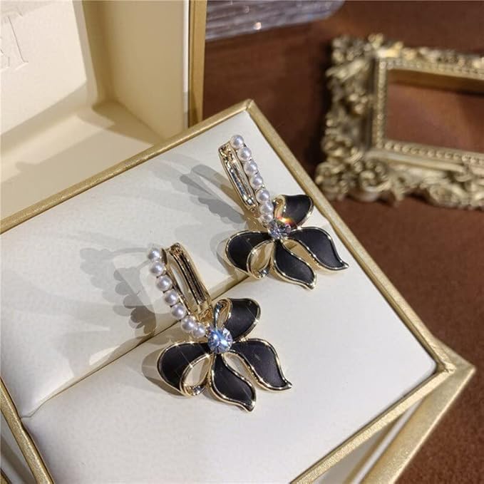 Astria Jewellery Black Bow Drop Earrings Astria Jewellery