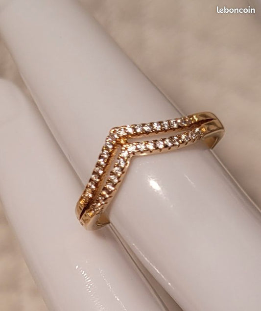 Gold-Plated V-Shape CZ Ring – Adjustable Chevron Ring for Women Astria Jewellery