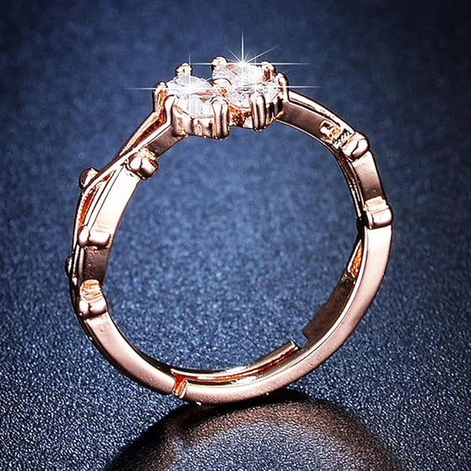 Rose Gold-Plated Floral CZ Ring – Adjustable Sparkling Ring for Women Astria Jewellery
