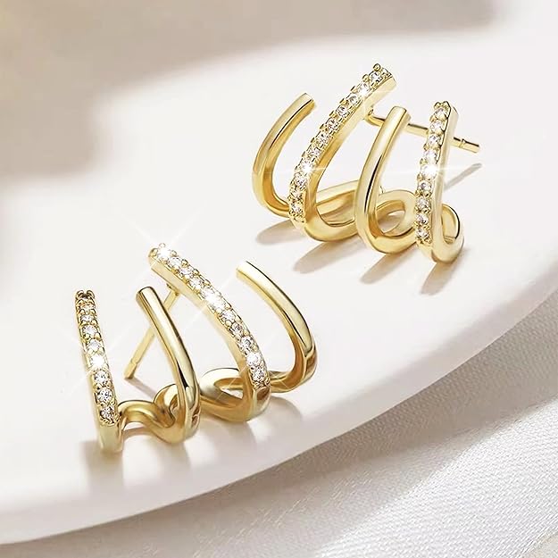 Gold Plated Crystal Hoop Earrings Astria Jewellery
