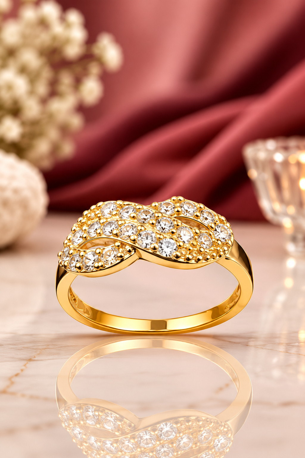 Infinity Gold-Plated Cubic Zirconia Ring for Women | Elegant Infinity Promise Ring