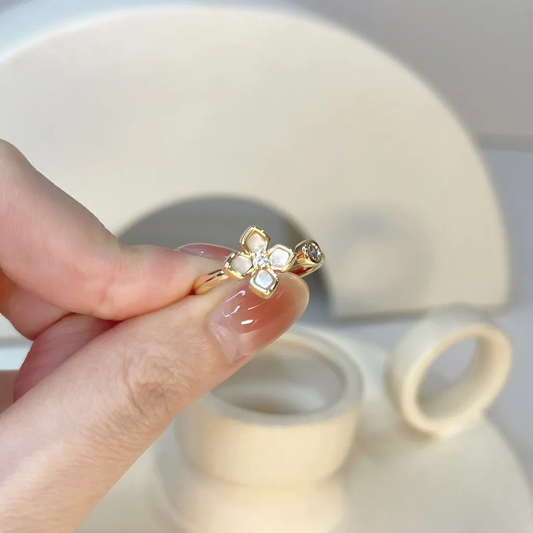 Astria Tiny Flower Stud ring – Gold Finish Crystal Accent ring Astria Jewellery