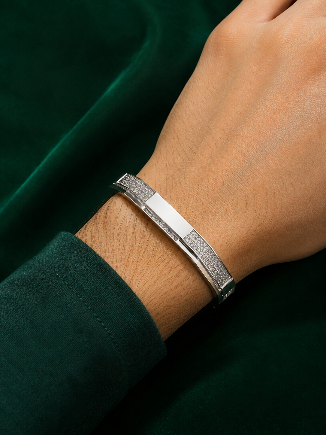 Elegant Silver-Tone Crystal Studded Bangle Bracelet for Women Astria Jewellery