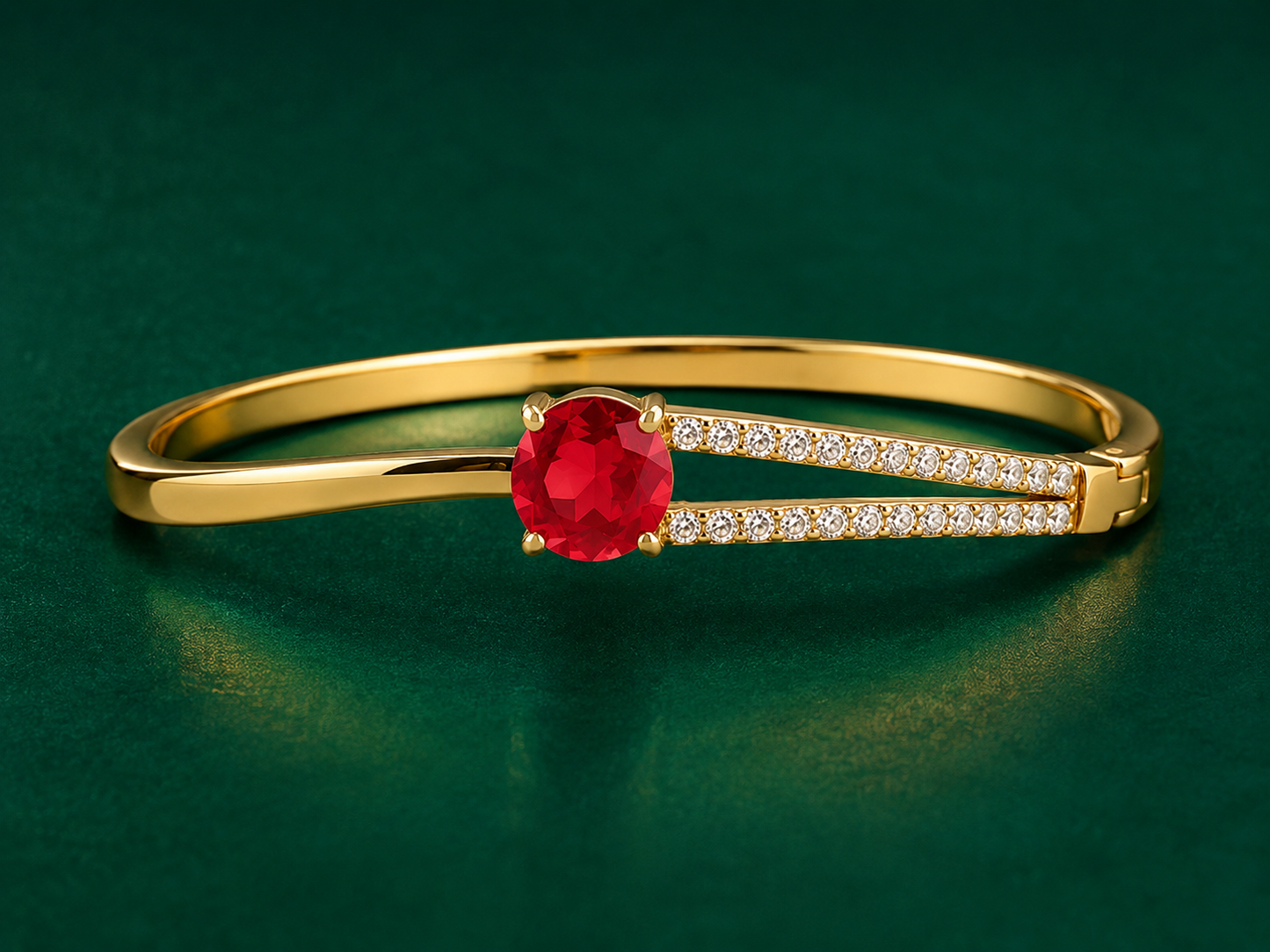 Elegant Gold-Tone Red Ruby Crystal Bangle Bracelet for Women Astria Jewellery