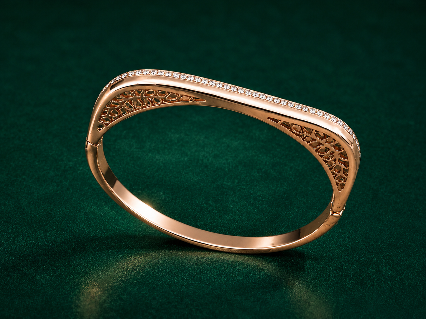 Elegant Rose Gold Crystal Studded Designer Bangle Bracelet for Women Astria Jewellery
