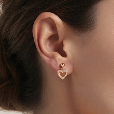 Gold Open Heart Drop Earrings for Women | Anti-Tarnish Dangle Heart Earrings Astria Jewellery