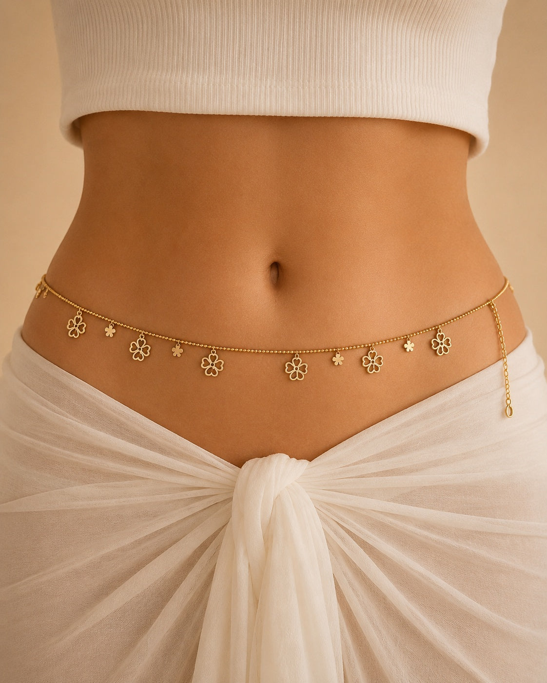 Rose Gold Floral Waist Chain for Women | Anti-Tarnish Stainless Steel Belly Chain Astria Jewellery