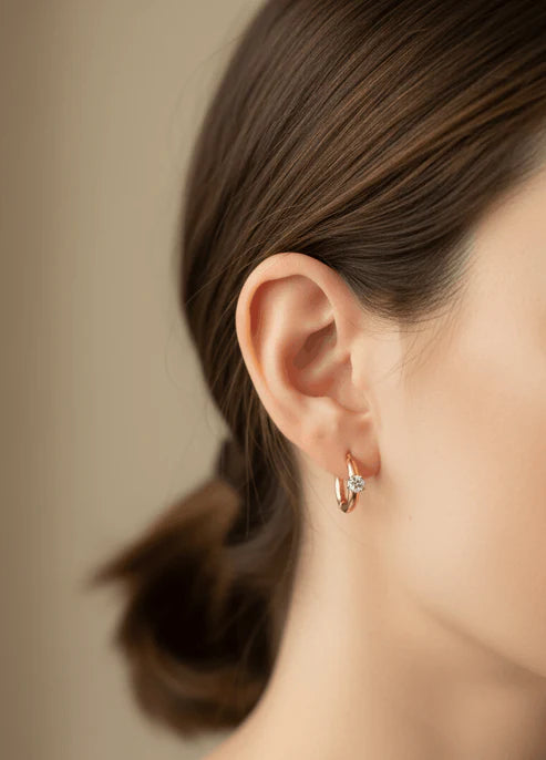 Astria Solitaire Mini Hoop Earrings Astria Jewellery