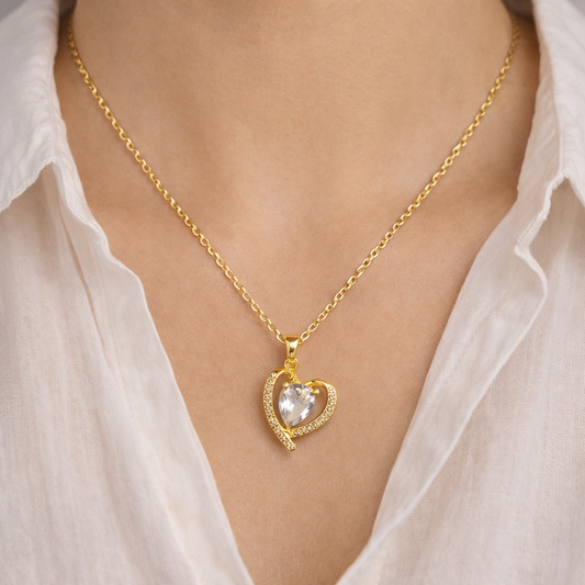 Gold-Plated Heart Pendant Necklace ASTRIA JEWELLERY