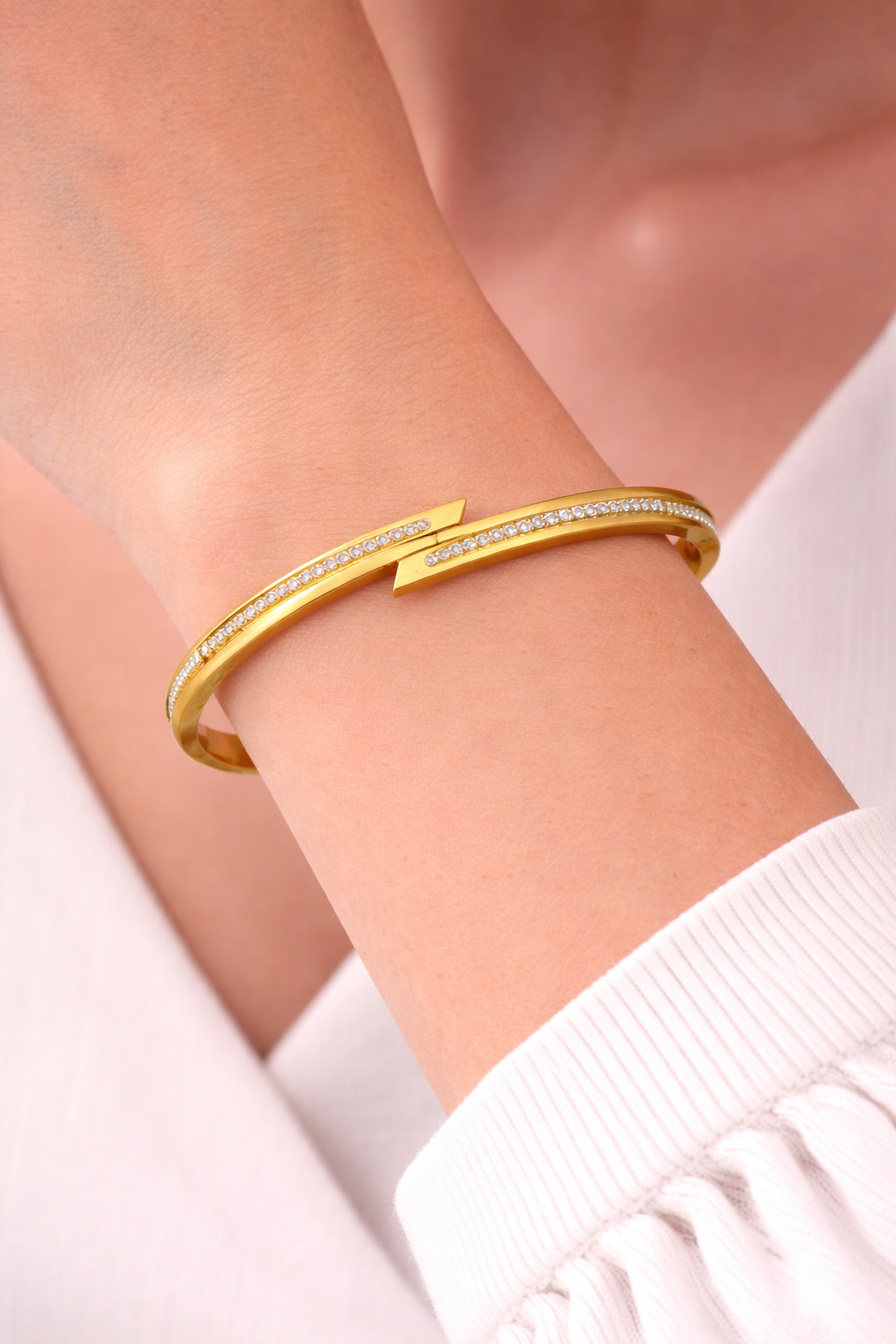 Astria Jewellery Gold-Plated Crystal Nail Cuff Bangle Bracelet for Women Astria Jewellery