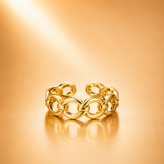 Chunky Chain Link Ring for Women | Gold-Plated Statement Ring | Anti-Tarnish Trendy Chain Band Astria Jewellery