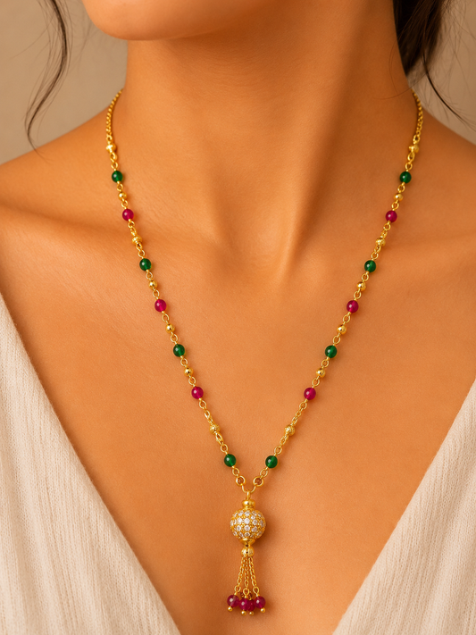Astria Emerald Ruby Tassel Mangalsutra Astria Jewellery