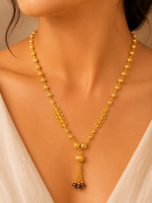 Astria Golden Leaf Tassel Mangalsutra