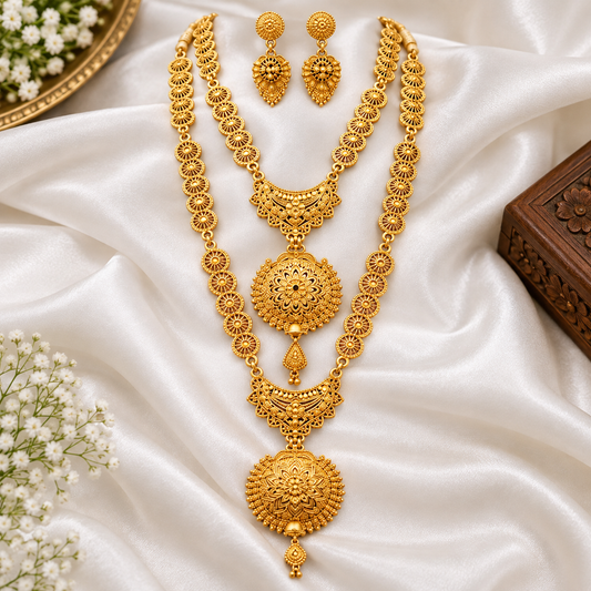 Traditional Gold Plated Layered Necklace Set ASTRIA JEWELLERY