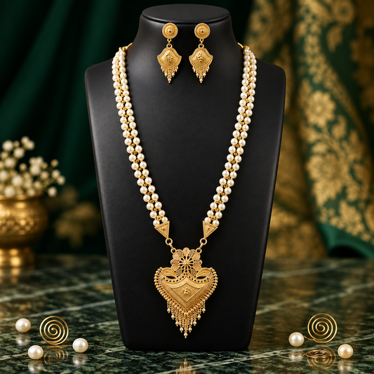 Gold Plated Pearl Beaded Necklace Set ASTRIA JEWELLERY