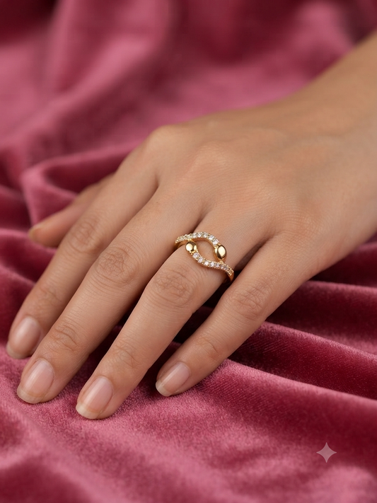 Open Heart CZ Gold-Plated Ring for Women | Elegant Heart Shape Adjustable Ring | Anti-Tarnish Fashion Jewelry Astria Jewellery