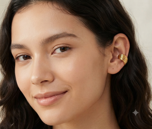 Minimalist Gold Ear Cuff for Women | No Piercing Ear Cuff | Anti-Tarnish Chunky Cartilage Cuff Earring Astria Jewellery