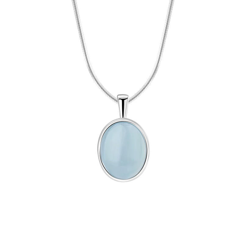 Necklace with a light blue pendant on a white background