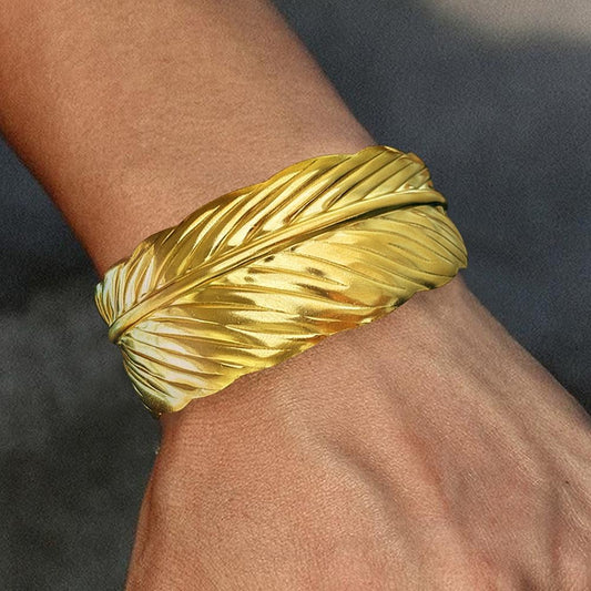 Elysian Feather Gold Bracelet Astria Jewellery