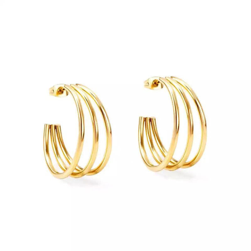 Gold Plated Multi-Layer Hoop Earrings Astria Jewellery