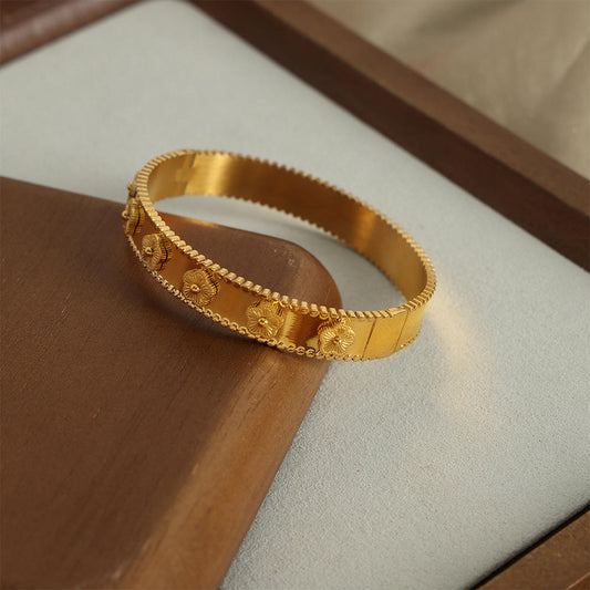 Astria Jewellery Gold Floral Engraved Bracelet for Women Astria Jewellery