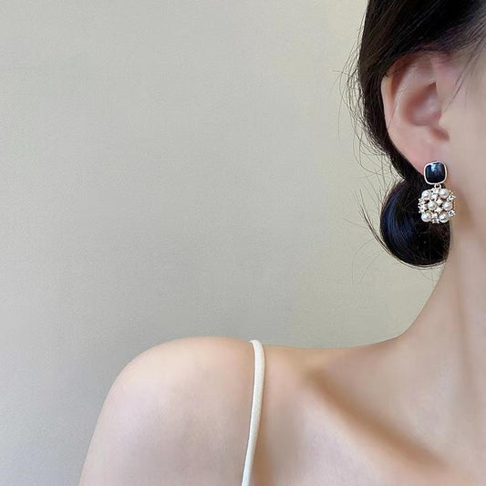 Astria Jewellery Black & Pearl Statement Drop Earrings for Women | Gold Plated Crystal Stud Earrings | Elegant Party Wear & Luxury Fashion Jewellery Astria Jewellery