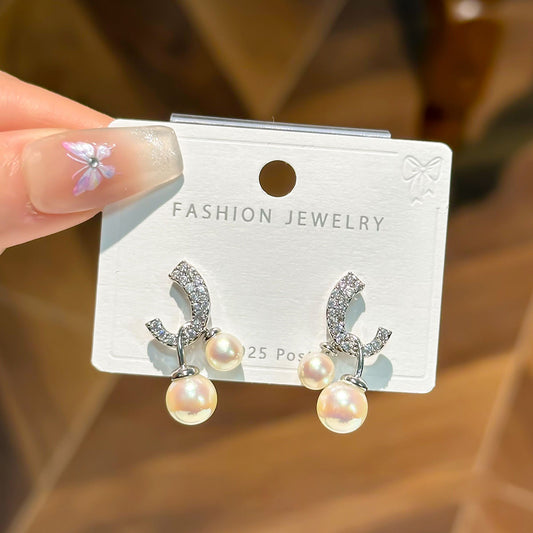 Pearl Drop Stud Earrings Astria Jewellery