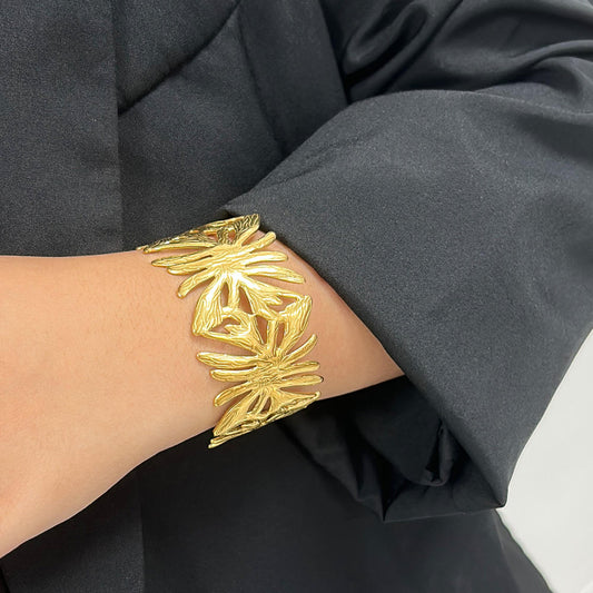 Astria Jewellery Gold-Plated Chunky Link Cuff Bracelet for Women | Statement Open Astria Jewellery