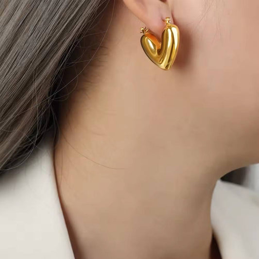 Gold Plated Heart Hoop Earring Astria Jewellery