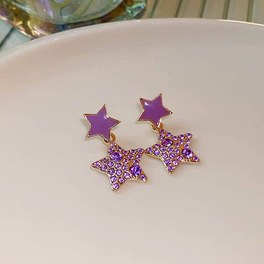 Gold Plated Star Drop Earrings Astria Jewellery