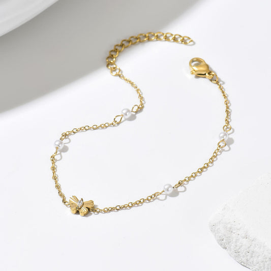 Golden Butterfly Pearl Bracelet