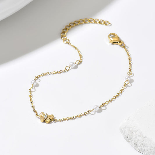 Golden Butterfly Pearl Bracelet Astria Jewellery