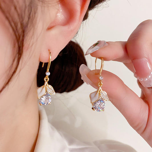 Gold Plated Crystal Drop Earrings Astria Jewellery
