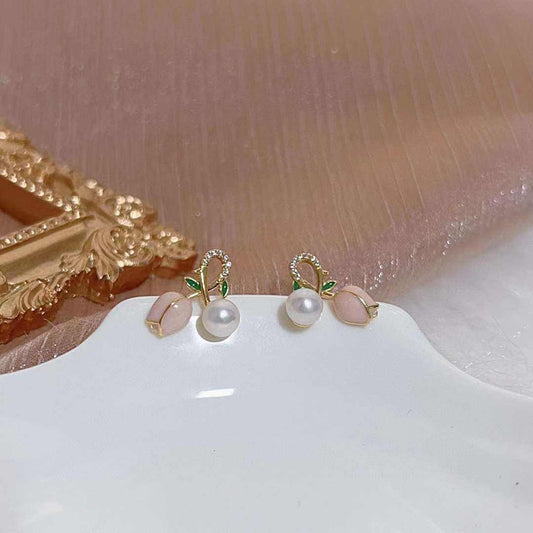 Astria Jewellery Gold Plated Floral Pearl Stud Earrings for Women Astria Jewellery