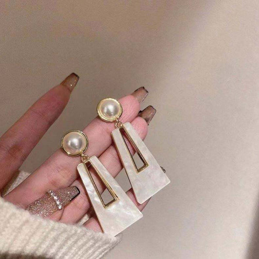 Pearl & Mother of Pearl Geometric Drop Earrings Astria Jewellery