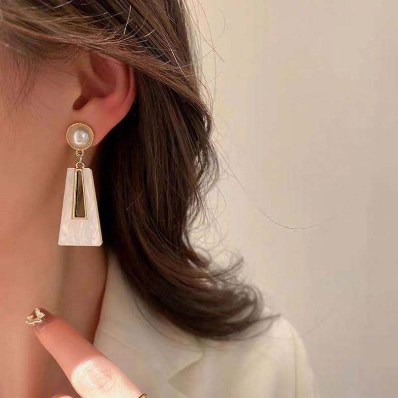 Pearl & Mother of Pearl Geometric Drop Earrings Astria Jewellery