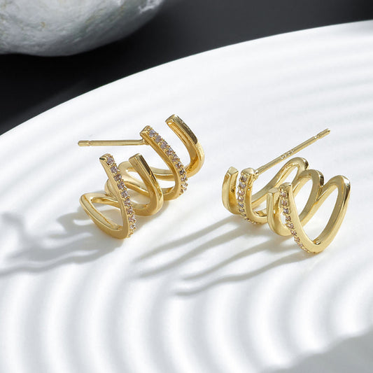 Gold Plated Crystal Hoop Earrings Astria Jewellery