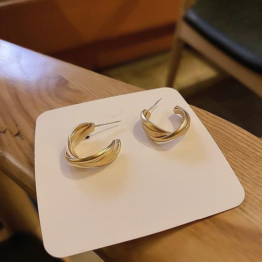 Gold Plated Chunky Hoop Earrings for Women | Layered Triple Band Design | Trendy Minimal Daily & Party Wear Jewellery Astria Jewellery