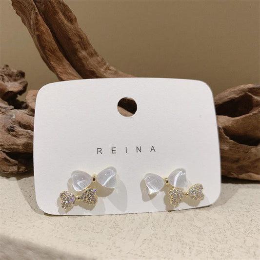 Gold Plated Crystal Knot Pearl Drop Earrings Astria Jewellery