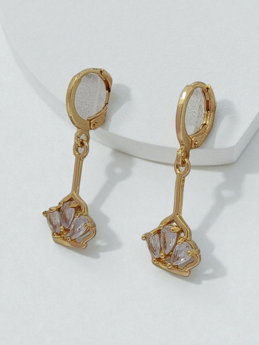 Gold Plated Crystal Shell Drop Earrings for Women | Elegant Fan Shape Dangle Design | Lightweight Party Wear & Daily Wear Jewellery Astria Jewellery