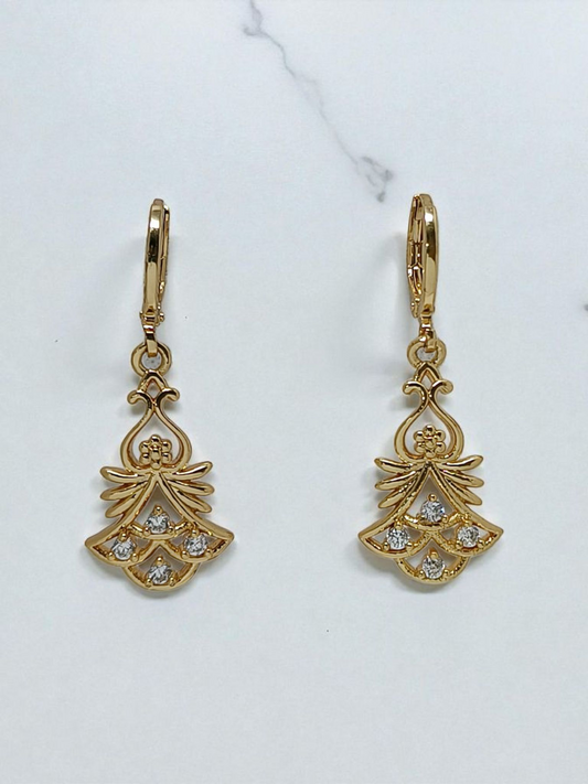 Gold Plated CZ Drop Earrings Astria Jewellery