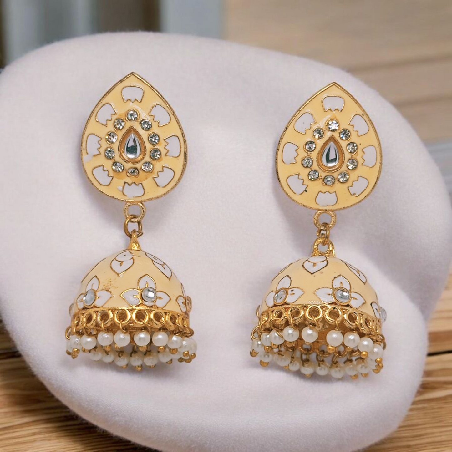 Astria Jewellery Ivory Meenakari Jhumka Earrings for Women | Gold Plated Pearl Drop Ethnic Earrings | Traditional & Festive Jewellery Astria Jewellery