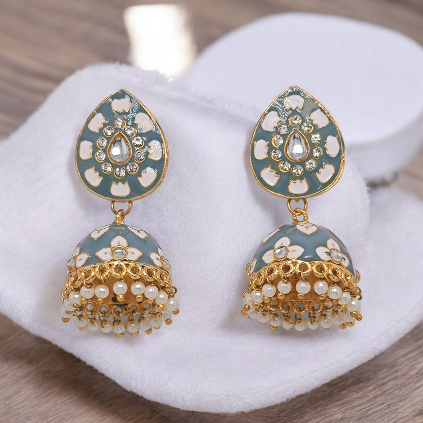 Astria Jewellery Pastel Green Meenakari Jhumka Earrings for Women | Gold Plated Pearl Drop Ethnic Earrings | Traditional & Festive Jewellery Astria Jewellery