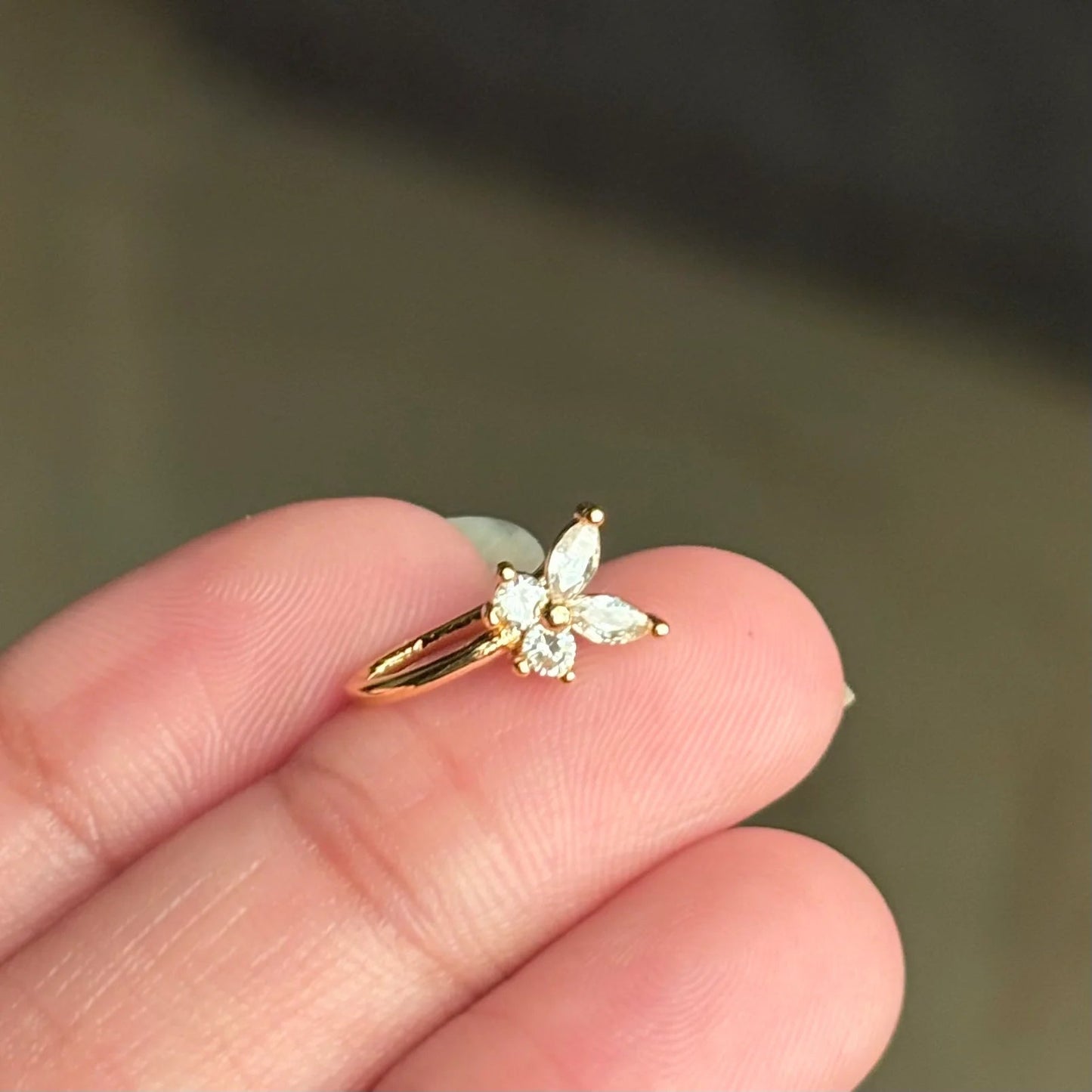 Butterfly Bloom Crystal Nose Pin Astria Jewellery