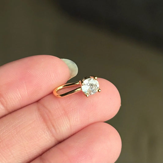 Minimalist Solitaire CZ Gold Nose Pin for Women | Round Crystal Nose Stud | Elegant Everyday Nose Jewelry Astria Jewellery