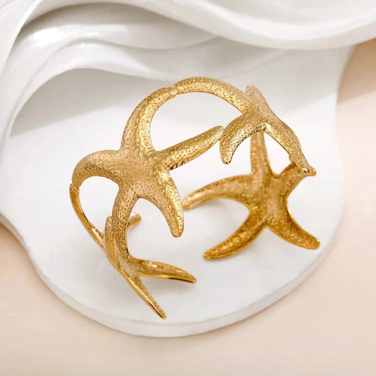 Golden Starfish Statement Bracelet Astria Jewellery