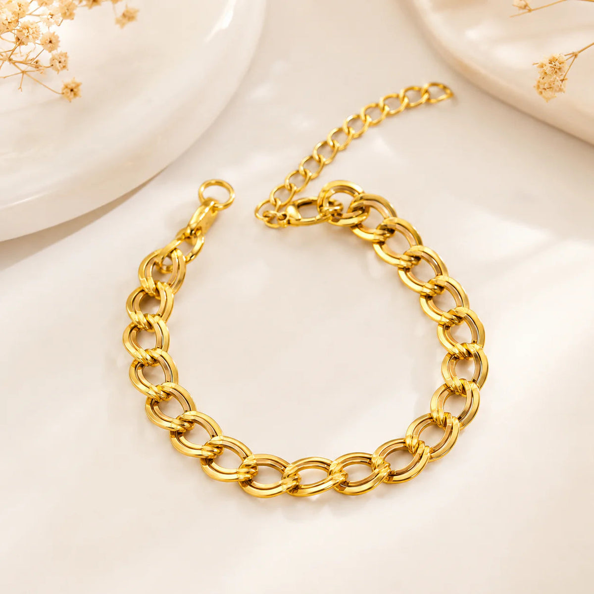 Gold Plated Oval Link Chain Bracelet for Women | Adjustable Chunky Chain Bracelet | Minimalist Statement Jewelry Astria Jewellery